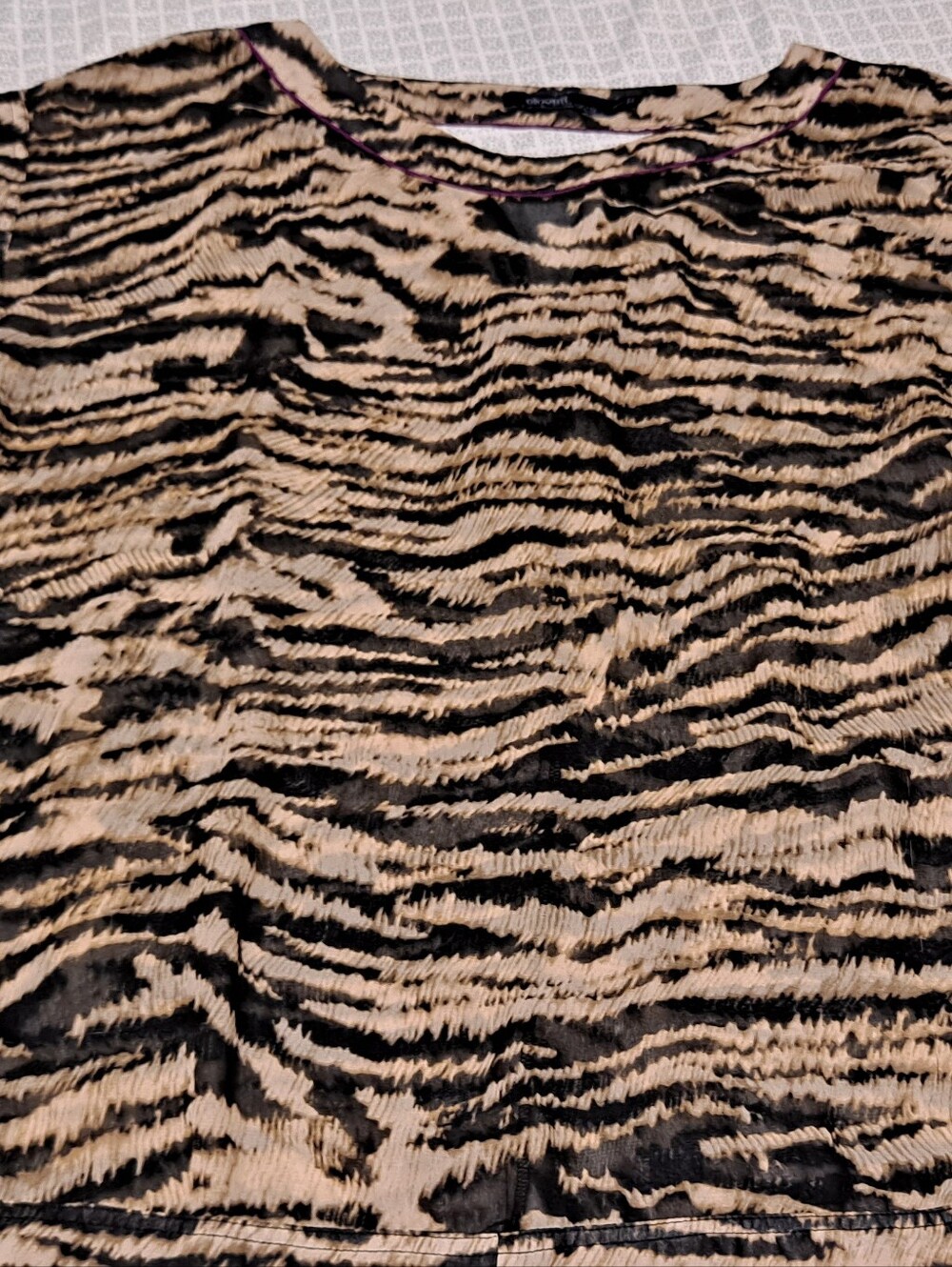 Eloquii Sheer Animal Print Top in Black and Beige Sheer Sz 18/20